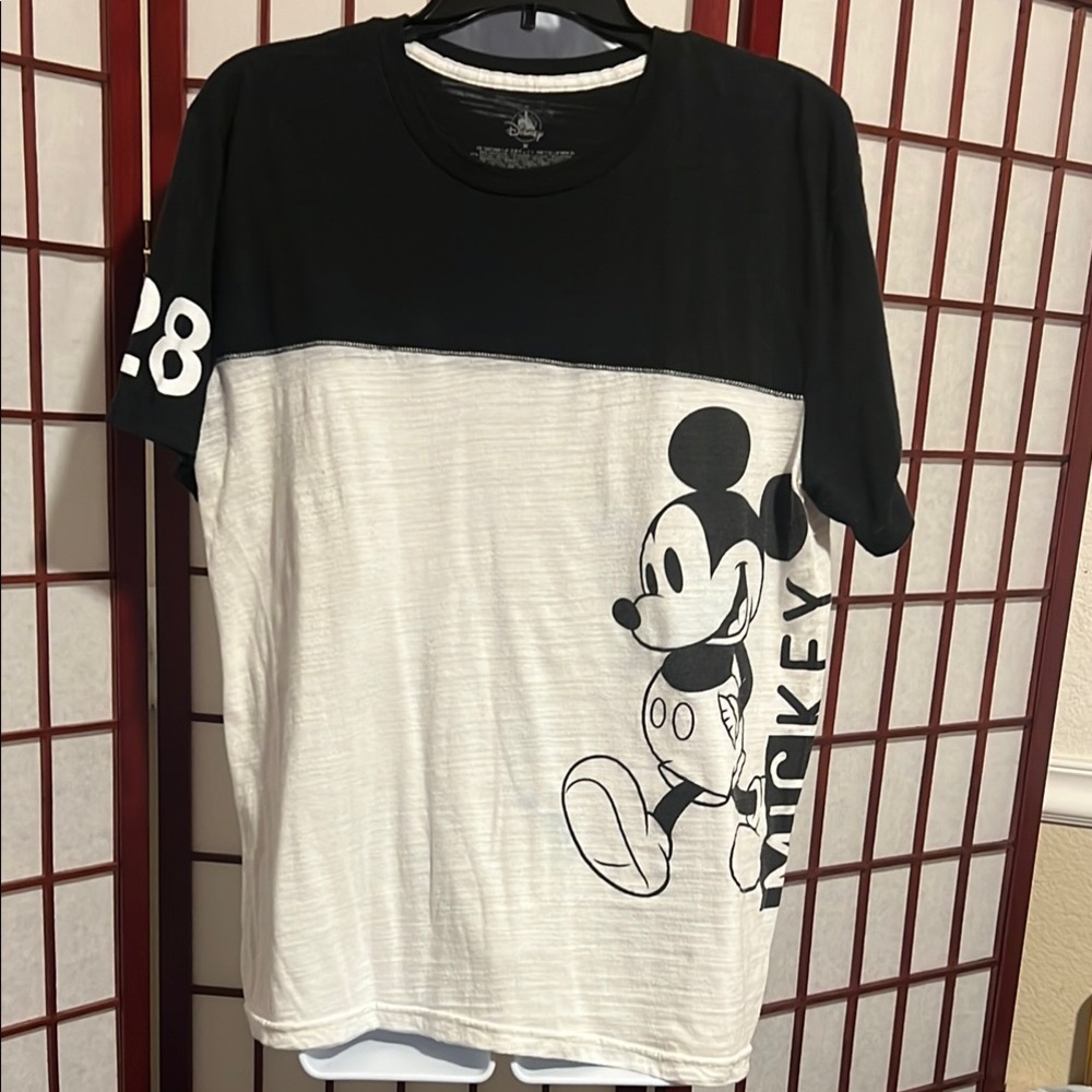 Disney Men's Black and White Mickey Mouse Shirt